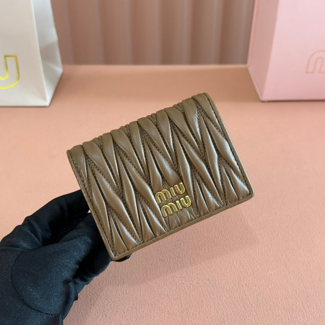 Small Matelassé Nappa Leather Wallet Caramel