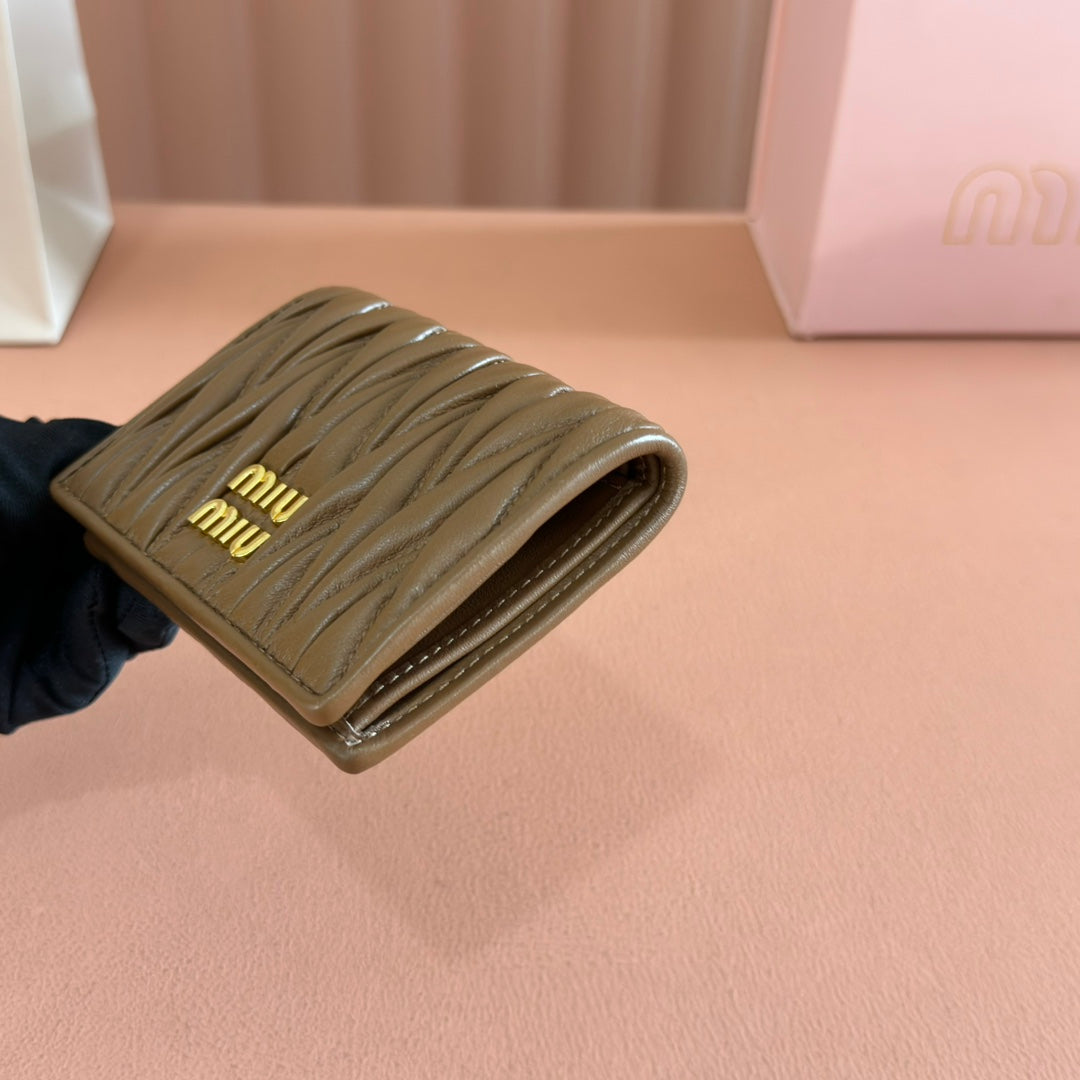 Small Matelassé Nappa Leather Wallet Caramel