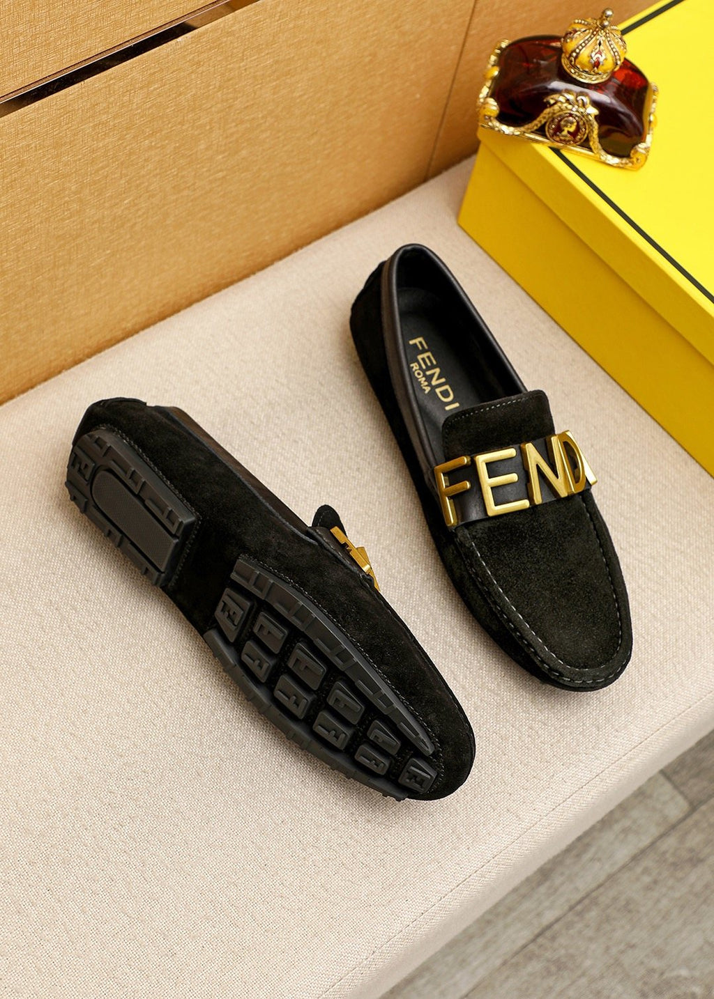 Fendi Black Logo Hardware Slip-On Loafers — front