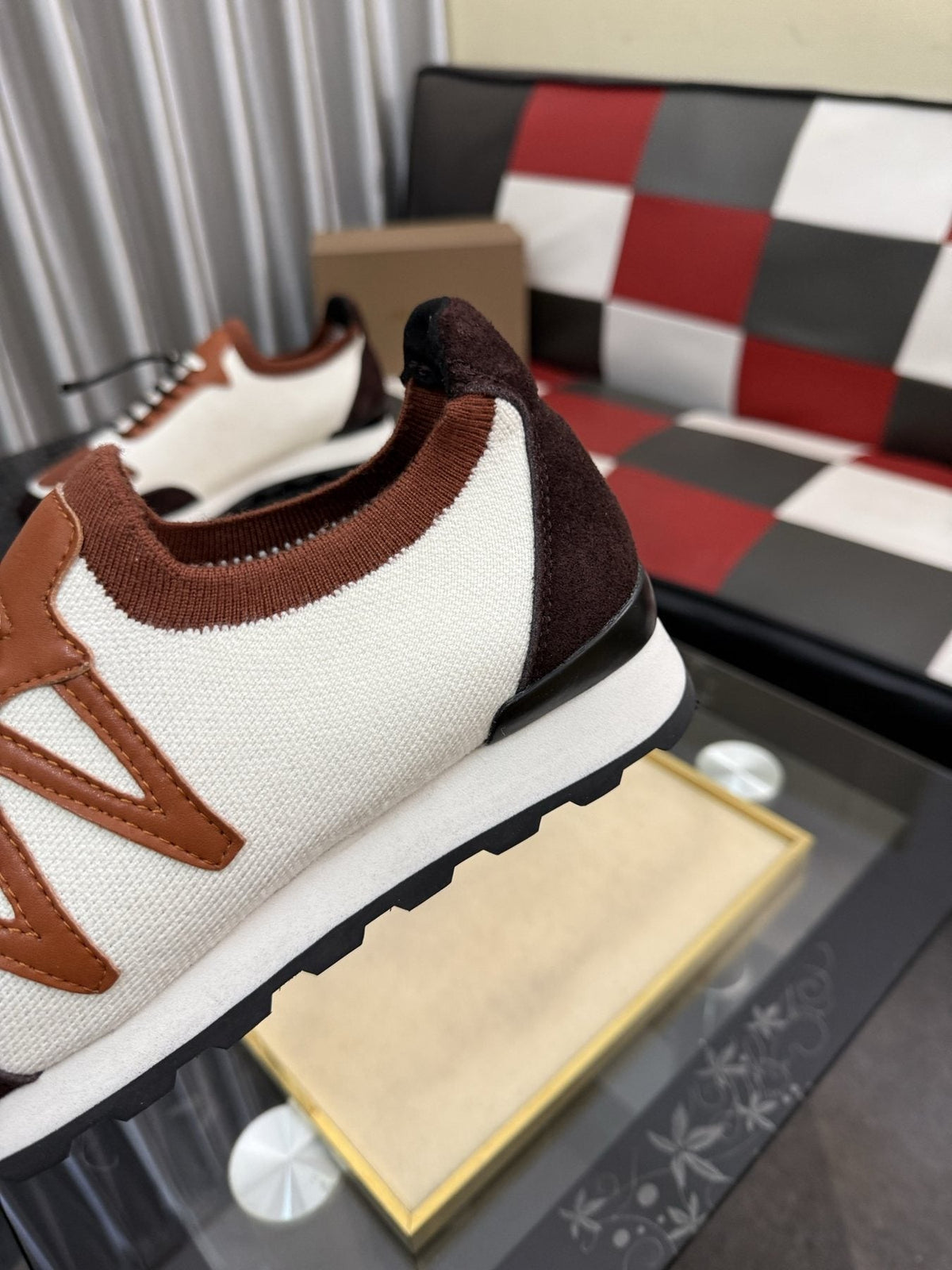 Louis Vuitton Cream Brown Low-Top Sneakers — detail