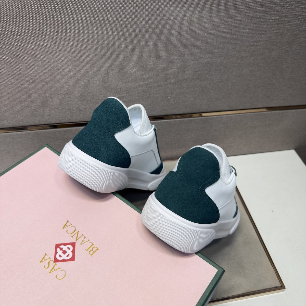 CASA BLANCA White and Dark Green Sneakers — back