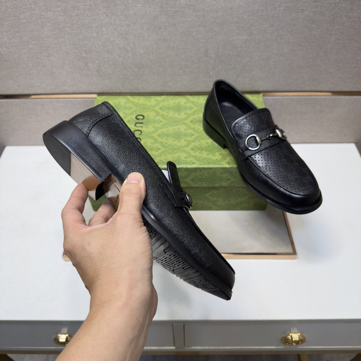Gucci Perforated Bit Loafers — side