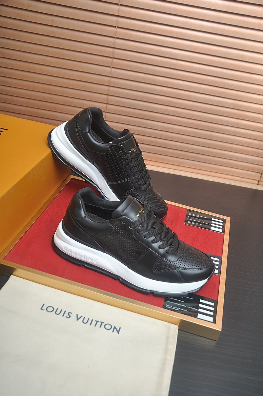 Louis Vuitton Black and White Low-Top Sneakers — front