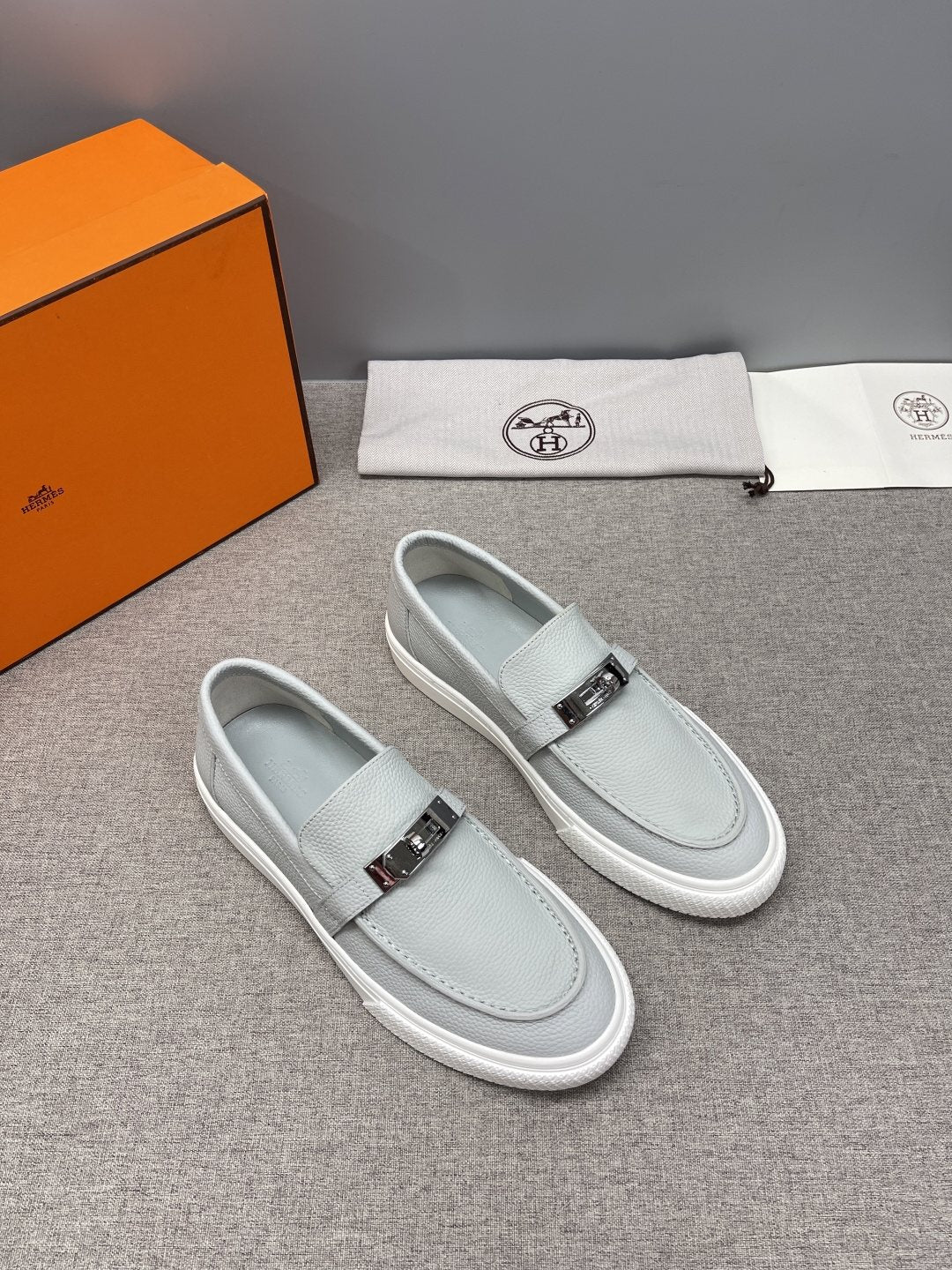 Hermès Textured Bar Loafers — front