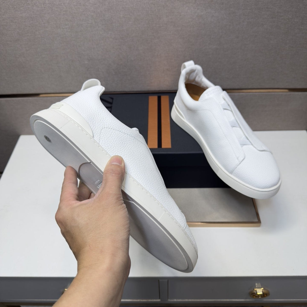 ZEGNA Textured Low-Top Sneakers — model