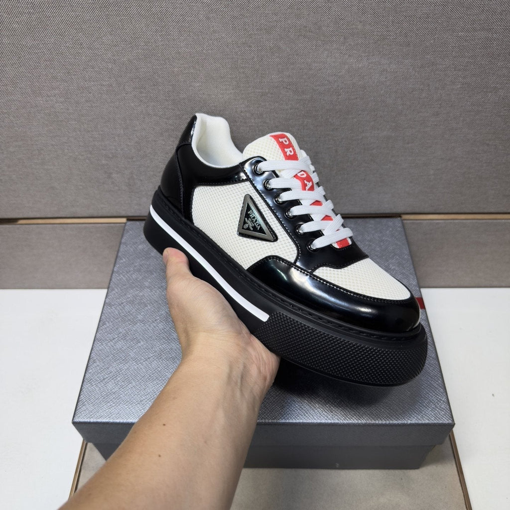 Prada Contrast Panel Low-Top Sneakers — model